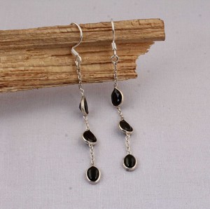 Natural Black Onyx <b>Earrings</b> 925 Sterling <b>Silver</b> Jewelry Vintage Style Oval Black Gemstone <b>Earrings</b> Antique Finish <b>Dangle</b> <b>Earring</b> - Product Image 1