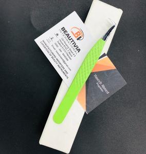 Pince à épiler professionnelle japonaise en acier inoxydable, fine, durable, pour extensions de cils, à prise ferme, verte fluo, pointue - Product Image 4