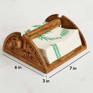 Porte-serviettes en bois en forme d'animal assis, motif grain visible, organisateur de table à thème animalier - Product Image 5