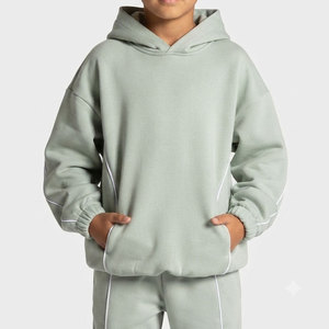 Boys Loose Fit Solid Color Hooded Tracksuit Full Length Cotton Casual Wear Autumn With Side Pockets Elastic Waist Kids Clothes - Product Image 4