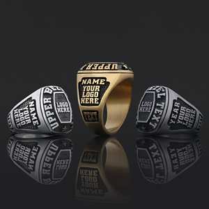 Anillo Escolar BOJ 023 Chapado en Oro Rosa, Anillo de Graduación Universitario Personalizado con Diamantes de Plata, Regalo para Fiestas y Ocasiones Especiales, Precio Bajo - Product Image 1