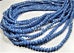 Cuentas facetadas de calcedonia azul mística recubierta de hidrocuarzo, tamaño 3-4 mm, forma rondel, hilo de 14 pulgadas - Product Image 3