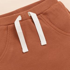 Short à cordon en bambou bio de qualité supérieure couleur gingembre pour bébé pantalons et shorts confortables - Product Image 3