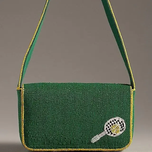 Sac à bandoulière vert perlé avec applique raquette de tennis, style vintage, sac à main pour femme, toutes saisons, usage quotidien - Product Image 1