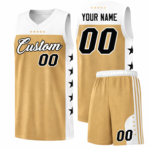Uniformes de Baloncesto Americanos al por Mayor, Color Beige Dorado, Todos los Equipos de EE. UU., Cosidos, de Secado Rápido, Nuevo Diseño de Última Moda - Product Image 1