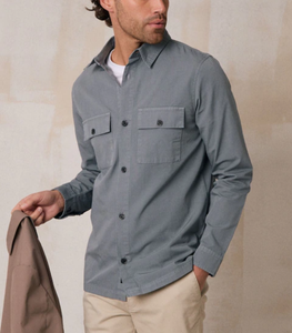 OEM Men's Casual Button-<b>Down</b> Corduroy Shacket Winter Solid Pattern Knitted Breathable Customized Layer Cotton/Poly Blend Fabrics - Product Image 6