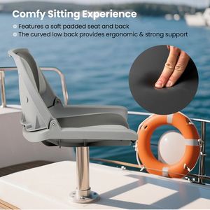 Asiento Plegable para Barco con Respaldo Bajo, Silla de PVC de Grado Marino para Embarcaciones - Product Image 6