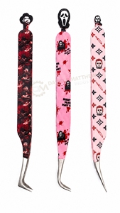 Pinzas para Pestañas con Diseño de Halloween al por Mayor, Herramientas de Extensión con Logotipo Personalizado, Diferentes Formas, Acero Inoxidable de Precisión, Fibra para Pestañas - Product Image 2