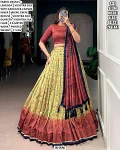 ชุดเลเฮนกาโชลีผ้าไหมวิชิตราระบายอากาศได้ดี ปักลายมาดูริมา ทรงปกติ ยาวถึงพื้น เรียบร้อย สง่างาม เหมาะสำหรับงานแต่งงาน งานเลี้ยงฤดูร้อนและฤดูหนาว - Product Image 6