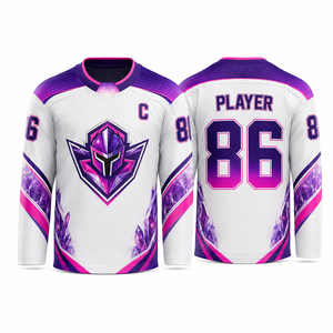 Camiseta de Hockey sobre Hielo Sublimada Personalizada para Hombre, Manga Larga, Absorbe la Humedad, Uniforme de Equipo con Logotipo Impreso en la Parte Delantera - Product Image 5