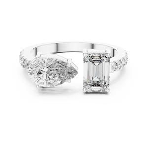 Luxury Toi Et Moi Moissanite Engagement Ring 14K Rose Gold Plated Alloy Marquise and Emerald Cut Bridal Jewelry - Product Image 4