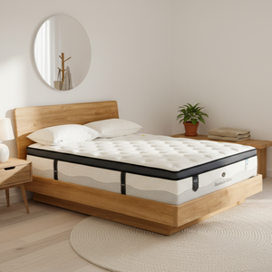 Vienna Solid Teak Wood Platform <b>Bed</b> <b>Frame</b> Natural Finish Modern Minimalist Design Eco-Friendly Durable <b>Queen</b>/King <b>Size</b> - Product Image 3