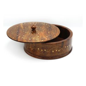 Handcrafted Wooden Roti <b>Box</b> with Spice Storage Organizer Traditional Kitchen Chapati Container for Bread Storage - Product Image 1