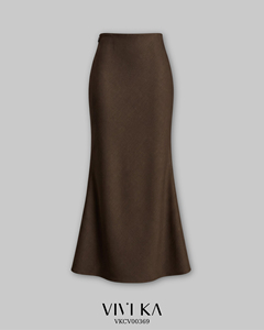 Falda Larga Maxi de Sirena Marrón de Cintura Alta para Mujer Vivika, Elegante Falda Larga Trompeta de Color Sólido MIREL - Product Image 3
