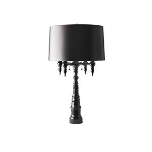 Lampe de table moderne noire à poteau demi-entraîné pour salon et chambre à coucher, éclairage de bureau, lampe d'appoint décorative contemporaine pour la maison - Product Image 1