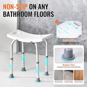 Tabouret de douche réglable en hauteur, chaise de bain avec poignées intégrées, antidérapant, robuste, banc pliable en PE et alliage d'aluminium - Product Image 2
