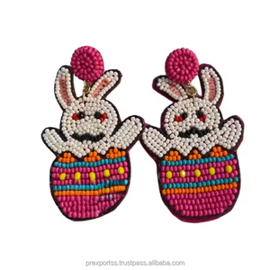 Pendientes de Aro con Cuentas de Cristal y Diseño de Cara de Santa Claus, Hechos a Mano, Lindos, Personalizables, Accesorios para Fiestas, Venta al Por Mayor, para Mujeres y Niñas - Product Image 6