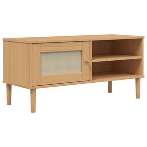 SENJA legno massello pino TV Stand 41.7 "x 15.7" x 19.3 "Rattan Look marrone - Product Image 2