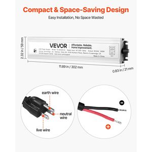 300W 24V DC ไดรเวอร์ LED พาวเวอร์ซัพพลายหม้อแปลงแรงดันไฟฟ้าต่ำ IP67กันน้ำ - Product Image 3