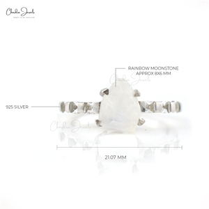Chordia Jewels <b>Top</b> Selling <b>Rainbow</b> Moonstone & White Topaz Promise Ring for Her 2.1CT Irregular Gemstone Ring at Wholesale Price - Product Image 2