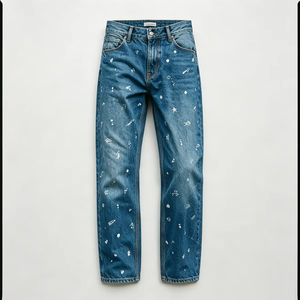 Nuevos Jeans de Hombre Estilo Hip Hop de Primavera, Pantalones Anchos Rectos con Bordado, Parches y Tejido - Product Image 2