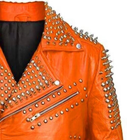 Blouson d'hiver pour homme en cuir véritable, style vintage, tricoté, respirant, personnalisé, avec clous décoratifs, col montant, pour moto et usage décontracté