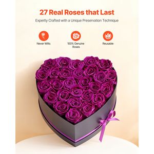 Forever Flowers 27 Rose Stabilizzate in Scatola a Forma di Cuore, Bouquet Eterno Essiccato, Regalo di Compleanno per Lei, Moglie, Mamma - Product Image 2