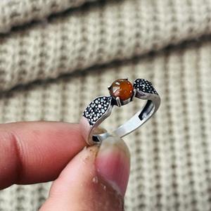 Boho Garnet <b>Solitaire</b> Brass <b>Ring</b> <b>silver</b> Plated Accent Stones Womens <b>Ring</b> For Wholesale - Product Image 6