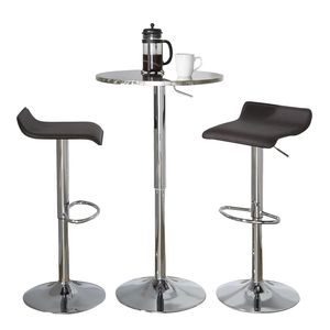 Conjunto de Barra de Bar Contemporáneo de 3 Piezas, Color Plateado Cromado, Marrón Cerveza, PVC, Reposapiés Ovalado - Product Image 2