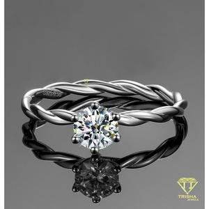 VVS Moissanite Diamond <b>Ring</b> Round Cut Center Stone 925 Sterling <b>Silver</b> Twisted Band Luxury <b>Statement</b> Jewelry For Women - Product Image 1