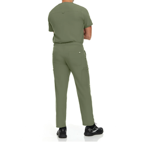Conjunto de Uniformes Médicos para Hombre, Top Elástico con Cuello en V y Pantalones Ajustados con 6 Bolsillos y Cintura Elástica - Product Image 2