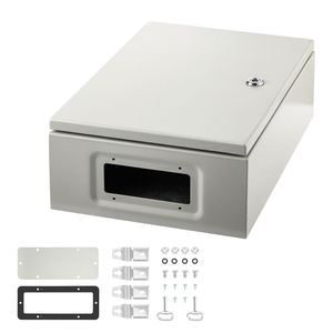 Scatola Elettrica in Acciaio al Carbonio IP66 Impermeabile 16x12x6 Pollici con Coperchio a Cerniera per Uso Esterno - Product Image 1