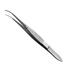 Pinzas Iris Eye para tejido de 4 pulgadas, semicurvas, dentadas, instrumento quirúrgico oftálmico de precisión, acero inoxidable, manual MOL - Product Image 2