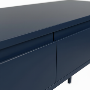 Table console ronde moderne avec 2 tiroirs, construction en chêne massif, meubles de salon pour espaces modernes - Product Image 4