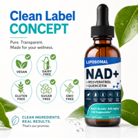Solution NAD Premium à Marque Blanche 60ml Formule Liposomale avec Resvératrol et Quercétine Supplément OEM ODM pour un Mode de Vie Actif
