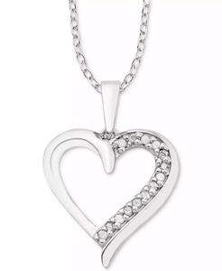 Collana pendente a cuore di diamante 18 "(1/10 ct. T. w.) in argento Sterling | Macacy's - Product Image 1