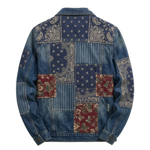 Chaqueta Vaquera Personalizada de Estilo Vintage para Hombre, Chaqueta Trucker con Estampado Floral y Paisley Retro, Fabricante Premium OEM/ODM - Product Image 6