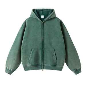 Sudadera con capucha deportiva de forro polar 100% algodón para hombre, personalizada OEM con bordado, de peso pesado, oversize, con cremallera de cuarto, en blanco. - Product Image 6