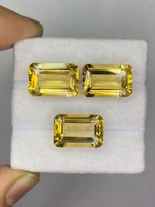 พลอยซิทรินธรรมชาติทรงแปดเหลี่ยมคู่ สีเหลือง ซิทรินเจียระไนทรงเหลี่ยม ขนาด 10x15 มม. สำหรับทำเครื่องประดับ - Product Image 4