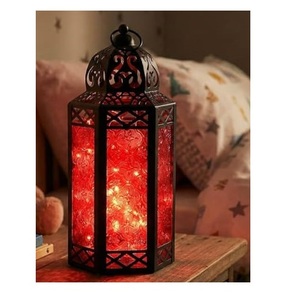 Farol de metal decorativo de diseño artesanal, estilo de lujo, acabado en vidrio verde, portavelas de metal a precio económico. - Product Image 3
