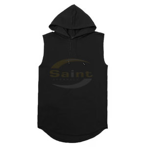 Training Private Label Manufacturer Men's Sleeveless Hooded Vest 100% Cotton Fleece Quick Dry Breathable Eco-Friendly Spring - Product Image 2