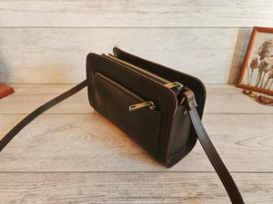 Personalized <b>Women</b> Leather Crossbody <b>Bag</b> Small Purse Handmade Zipper Shoulder Handbag <b>Black</b> Gift for Her Casual Everyday - Product Image 6