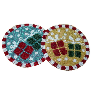 Modern Home Accent Festive Hand <b>Beaded</b> Cocktail <b>Coasters</b> Waterproof for Cocktail Parties Promotional Item - Product Image 2