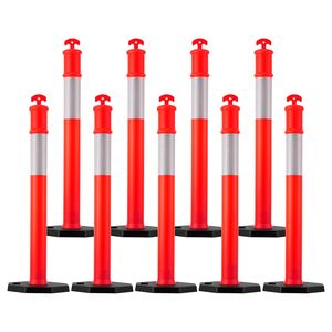 Set di 9 Coni Segnaletici Stradali in HDPE Resistenti da 48 Pollici con Strisce Riflettenti e Base Appesantita - Product Image 1