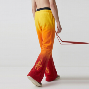 Men's Gradient Fleece Flare Pants With Flame Embroidery <b>Drawstring</b> Waist Flare Pants Casual Winter Flare <b>Trouser</b> Pajama Men - Product Image 2