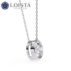Collar con Colgante de Diamante de Corte Brillante Redondo para Mujer, Cadena de Plata Minimalista para Uso Diario, Diamante Natural Color G, Marca LOSTA - Product Image 2