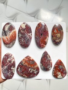 พลอยอะเกตธรรมชาติแบบ Crazy Lace Cabochon แบบหลังแบน ขายส่งจำนวนมาก สำหรับทำเครื่องประดับ DIY แหวน จี้ - Product Image 5
