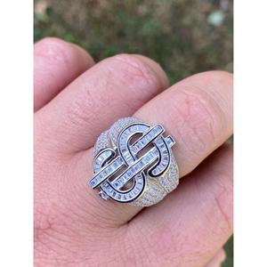 Hip hop Iced Out Dollar Sign <b>Ring</b> Baguette Moissanite Diamond Sterling Silver Hip Hop <b>Ring</b> Luxury Rapper Style Jewelry <b>for</b> <b>Men</b> - Product Image 1