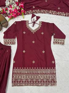 New Fashionable Look <b>Top</b> Sharara Suit and Dupatta With Heavy Embroidery <b>Sequin</b> Work Sharara Set <b>Party</b> Wear at Wholesale Price - Product Image 2