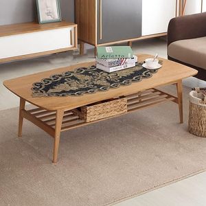 Camino de Mesa Floral Bordado de Lujo, Poliéster Lavable, Decoración para el Hogar, Diseño Dorado y Negro - Product Image 3